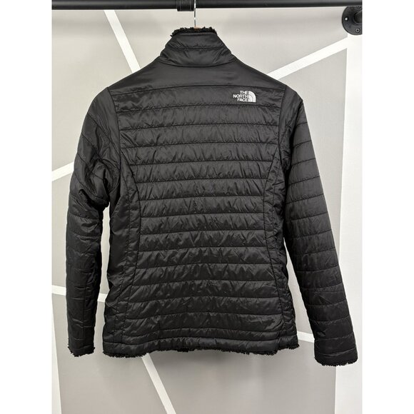 North Face Puffer Reversible Jacket Girl’s Youth XL 18 Cozy Sherpa Fleece Black - Picture 2 of 16